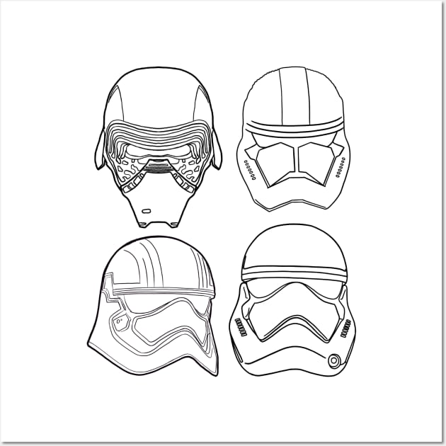 Line Art Series First Order Helmets Wall Art by fiatluxillust